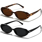 GFUIARA Oval Sunglasses for Women Men Fashion Small 90s Style Sun Glasses UV400