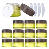 lusdoly 12 pezzi 30 g giallo contenitori cosmetici vetro, 30 ml con grigio venature di legno coperchio crema barattoli, imbottitura interna, per stoccaggio di viaggi, cream gli occhi, diy