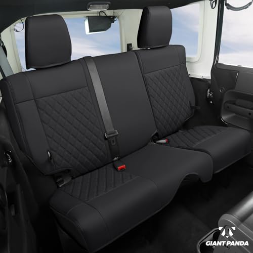 Image of GIANT PANDA Jeep Wrangler 4 Door JK 2008-2010, Full Set Seat Covers for Unlimited Sahara Sport Rubicon X Customized Faux Leather - (Black)
