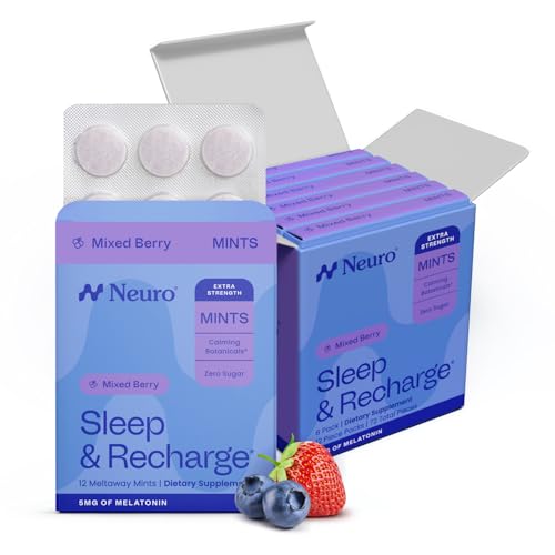 Neuro Sleep & Recharge Meltaway Mints - Sleep Aid for Adults with Melatonin 5mg Chamomile & Elderberry - Travel Essentials for Nighttime Relaxation & Healthy Rest Cycle - Mixed Berry (72 ct)