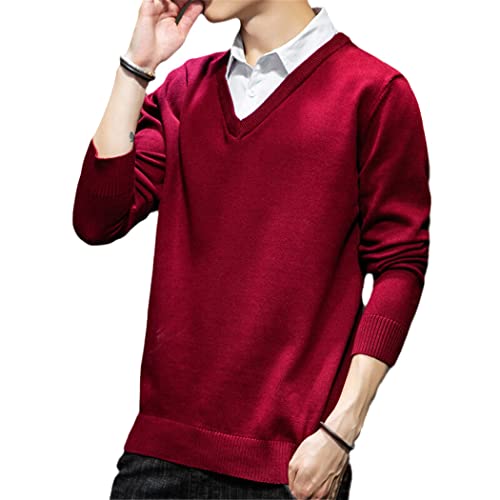 Pull col montant homme 100% coton rouge KEHAIOO chic et confortable en maille premium