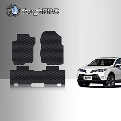 TOUGHPRO Floor Mats Accessories Set (Front Row + 2nd Row) Compatible with Toyota RAV4 All Weather Heavy Duty (Made in USA) Black Rubber 2013 2014 2015 2016 2017 2018