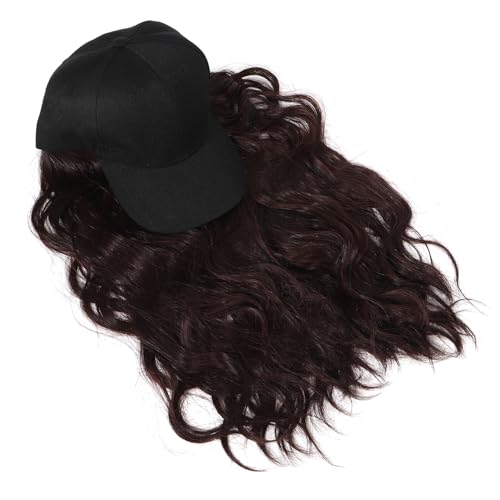 Casquette de baseball avec postiche longue bouclée pour masquer les cheveux fins
