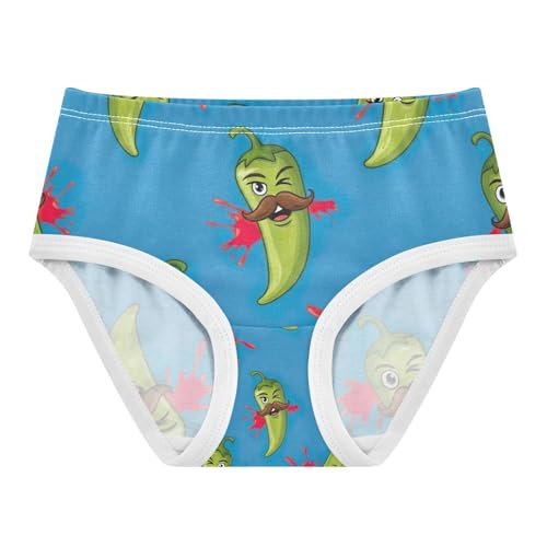 Toddler Panties, Green Chili Peppers Cotton Underwear for Girls, 2–8 Years