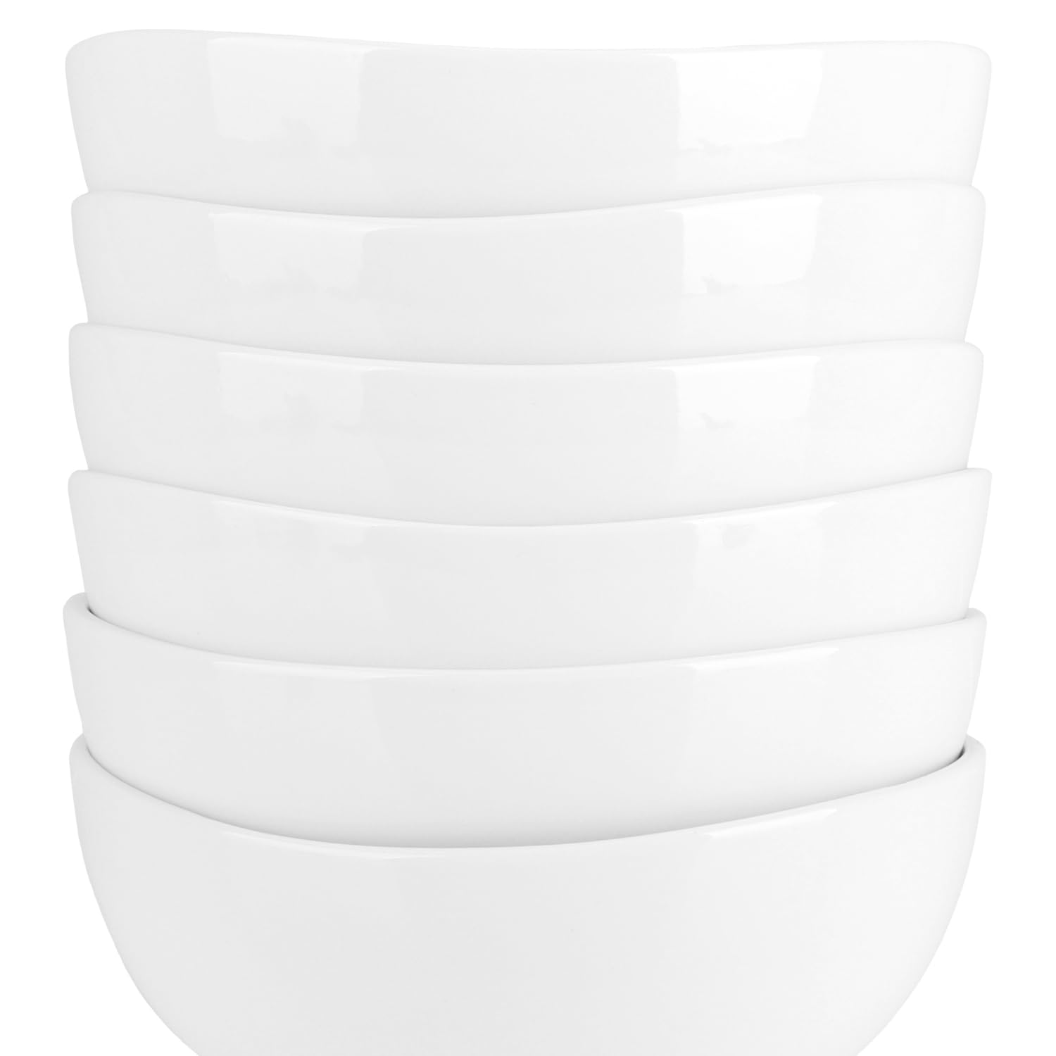 com-four® 6x ciotole in ceramica 500ml - ciotole per cereali - ciotole per dessert - ciotole per insalata - ideali per colazione, spuntini e dessert - design elegante (6 pezzi - bianco - curvo)