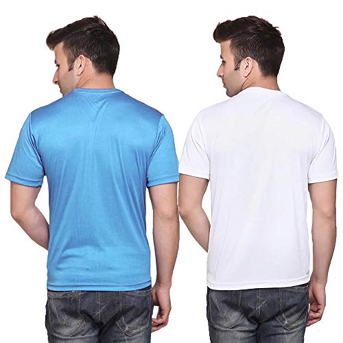 Image of TQH Men Dri Fit Polyester Half Sleeve Round Neck Multicolor t Shirts - Combo Set of 2