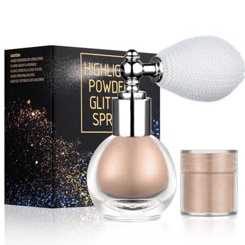 ALIIP Spray Purpurina Polvo, 4g Spray Brillante para Cuerpo, Pelo, Ropa y Maquillaje Cara, Shimmer Rociar Holográfico, Glitter Pulverización de Polvo con 3g Recarga para Carnaval y Halloween Festival