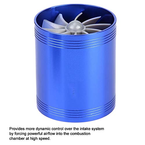 Duokon Car Air Intake Turbonator Dual Fan Turbine Super Charger Gas Fuel Saver Turbo(Blue)
