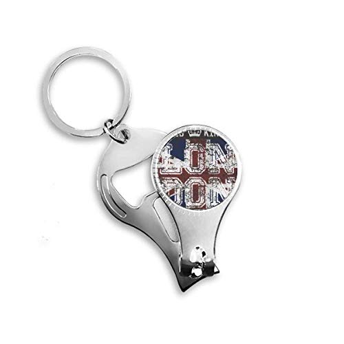 London UK England The Union Jack Flag Mark Nail Nipper Ring Key Chain Bottle Opener Clipper