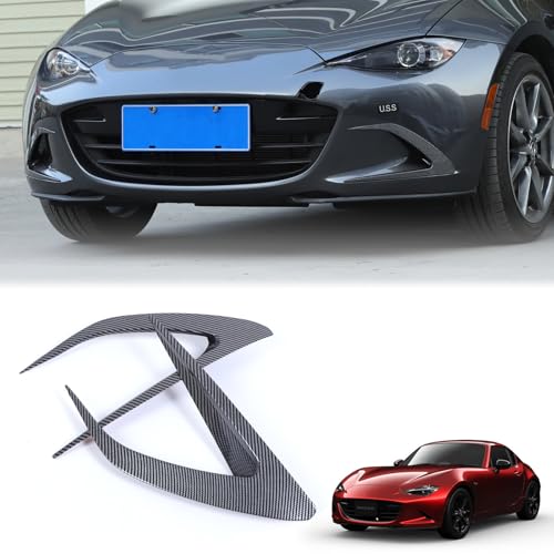 Hcilloend 新型 マツダ ロードスター ND系 ガーニッシュ フロントフェイスデコレーションバー ABS製 取付簡単 貼付タイプ 装飾フレーム 外装パーツ カスタム アクセサリー カー用品 2点セット(カーボン調)