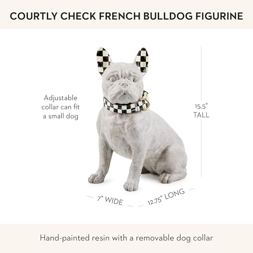 Image of MACKENZIE-CHILDS French Bulldog Figurine, Black-and-White Courtly Check