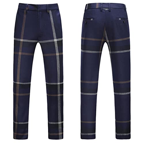 Suit Pants Vest Three Piece Suit Men's Business Casual Three Piece Suit Plaid Jacket Pants Vest(Asian XS is EUR 3XS)2