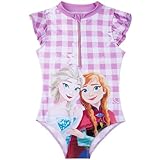 Disney Frozen Bañador Niña Una Pieza con Cremallera, 3-8 Años, Elsa Anna Traje de Baño Verano Cómodo para Piscina y Playa (4-5 Años, Púrpura Frozen)
