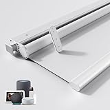 Grandekor No Drill Motorized Blinds with Remote, Blackout Roller Shade Electric Smart Remote Control Blinds, Fit for APP and Voice Control White-Blackout 24" W x 36" H
