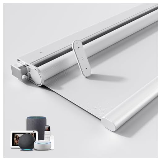 Grandekor No Drill Motorized Blinds with Remote, Blackout Roller Shade Electric Smart Remote Control Blinds, Fit for APP and Voice Control White-Blackout 24" W x 36" H
