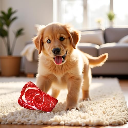 2 Piezas Juguete Mordible Sonoro con Forma de Bistec Para Perros miniatura 6