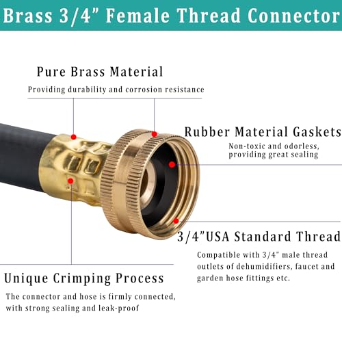 Image of 5FT Dehumidifier Drain Hose with 3 /4 inch FHT Brass Rustproof Connector