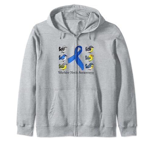 Funny Cute Cartoon Birds Warbler Neck Awareness Design Zip Hoodie