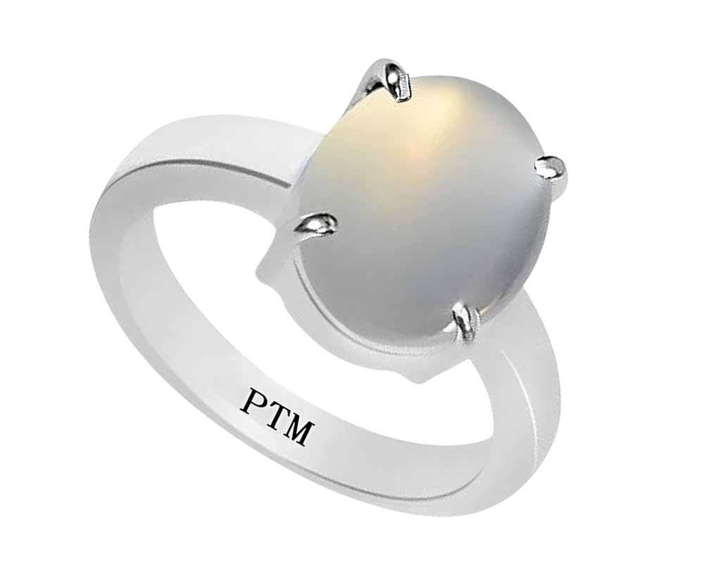 ptm 925 Sterling Silver Moonstone/Chandrakantmani 4.25 Ratti or 4 Cts Natural Gemstone Bis Hallmark Ring for Men & Women-picture-38