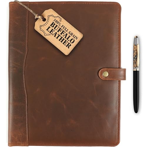 Leather Portfolio, Leather Binder with...