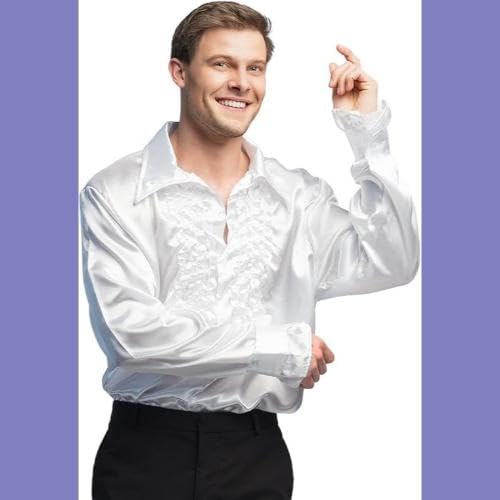 Boland - Disco Shirt with Flounces, White, for Men Costume, Party Shirt, Schlagermove, 70s, Theme Party, Carnival - Image 2