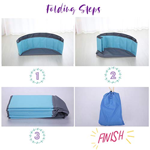 PlayMaty Kids Ball Pool Pit - Folding Portable Baby Play Ball Pool (Balls Not Included) Double Layer Oxford Cloth Not Need to Inflate Stable Ball Pool for Toddler (Blue)