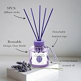 BEHAZEER Juniper Lavender Reed Diffuser, 6.77OZ/200ML Large Capacity Natural Non-Toxic Oil, Long-Lasting Fragrance Reed Diffusers Set for Home and Bathroom, Aroma with 5 Reed Diffuser Sticks