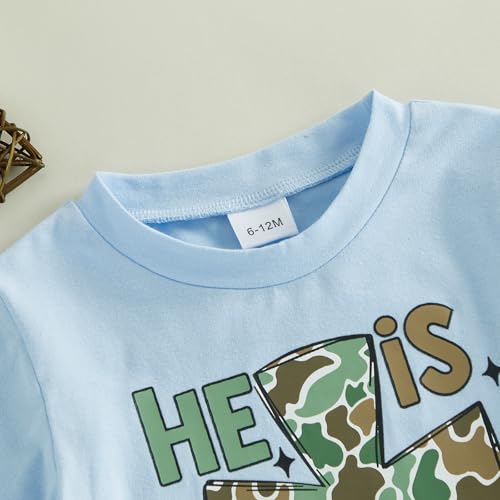 Image of Toddler Boy Easter Outfit Letter Cross Short Sleeve T Shirt Camouflage Shorts Set 2T 3T 4T 5T Summer Outfits