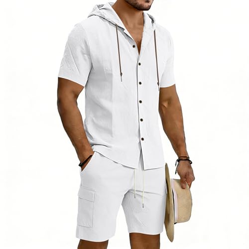 Ensemble homme sweat à capuche short ample blanc XXL contre la chaleur