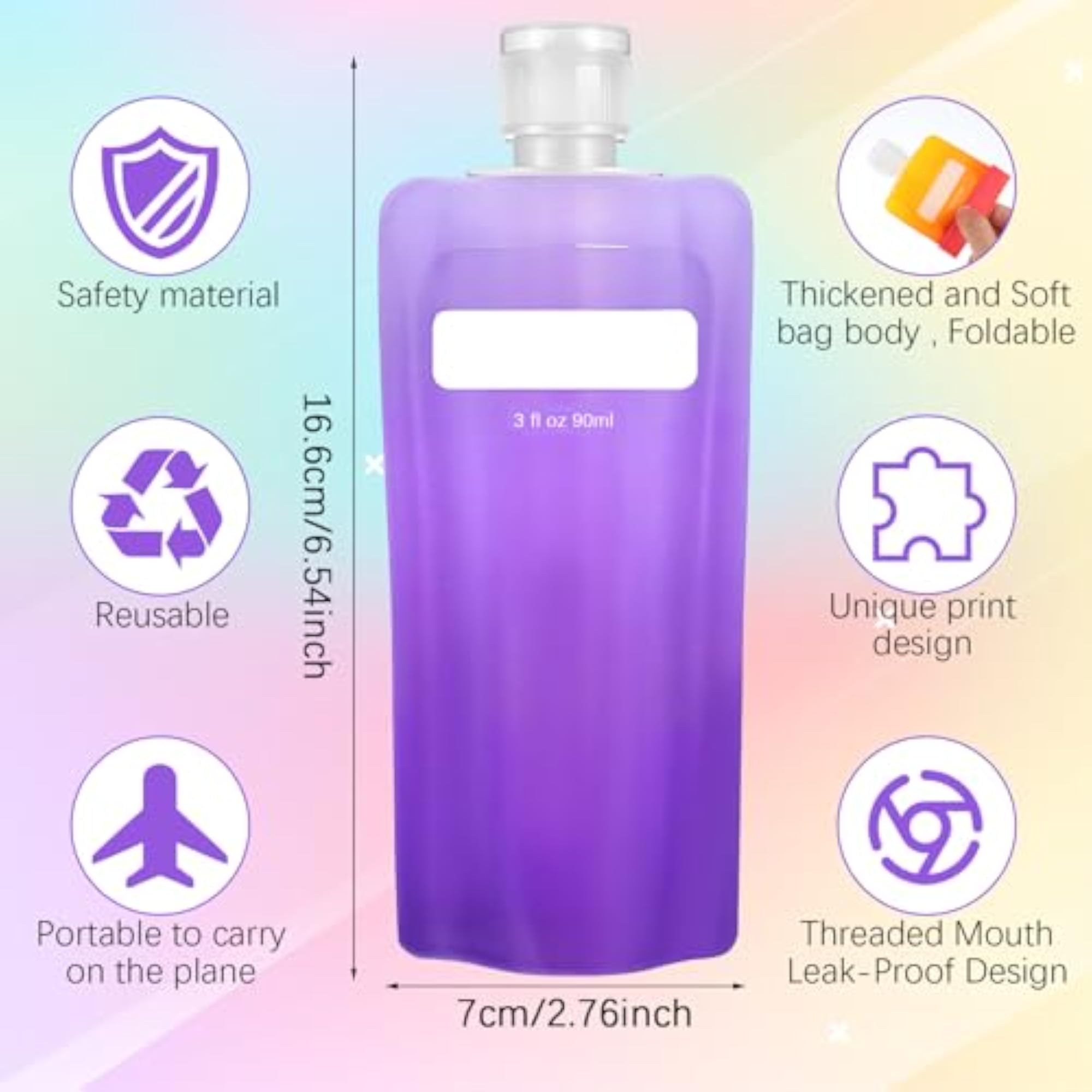 6 Pcs Travel Pouches for Toiletries, Leak Proof Containers