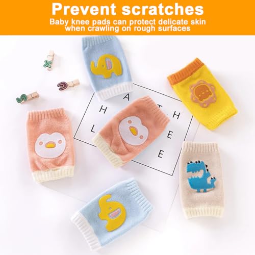 ZAMXHUG 4 Paar Knieschoner Baby Krabbeln - Anti Rutsch Krabbelhilfe,Mädchen Junge Krabbelschoner Stulpen mit Gummipunkte Elastische Baby Knieschützer, Baby Knie Socken mit Anti- Rutsch-Noppen