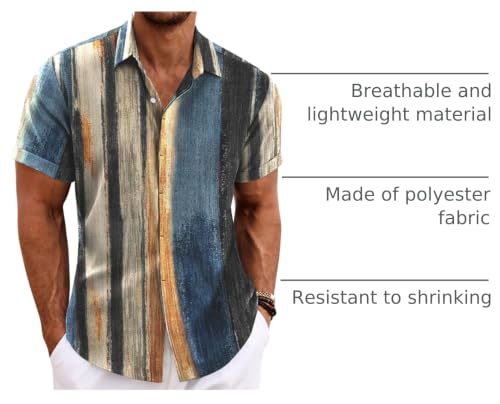 Image of COOFANDY Men's Linen Shirts Short Sleeve Casual Shirts Button Down Shirt for Men Beach Summer Wedding Shirt