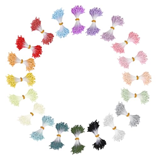 Wulitaotao 2000pcs Flower Stamens Stamens for Flower Making DIY Craft Simulated Stamen for Wedding Bouquet Party Decoration Scrapbook (20 Colors)