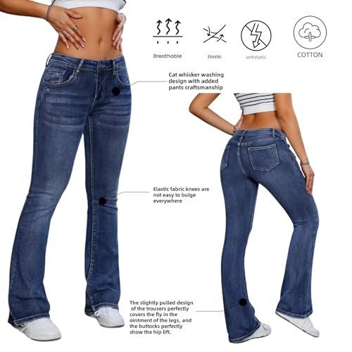 Women's High-Waisted Blue Straight-Leg Pants, Stretch Slim-Fit Micro-Wide Pants, Small Plus-Size Jeans2