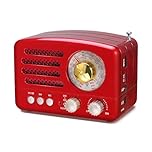 PRUNUS J-160 Portable Radio Retro, SW AM FM Radio Small with Bluetooth Speaker, Transistor radio Battery Operated,upgrade 1800mAh Rechargeable Battery,Supports TF Card/USB MP3 Player (Red)
