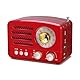 PRUNUS J-160 AM/FM/SW Retro Radio mit Bluetooth, Nostalgie Radio Klein mit 1800mAh Akku, Kleines Radios Küchenradio, Transistorradio Unterstützt USB/TF/Aux Funktion.(Rot)