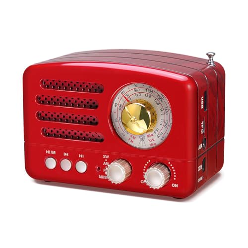 PRUNUS J-160 Am/FM/SW Radio Vintage, Radio Portatil Pequeña Bluetooth