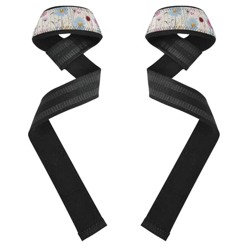 Nander Herb Flower Wrist Straps for Weightlifting,Lifting Straps with Neoprene Cushioned Wrist Padded and Anti-Skid Silicone for Strength Training,Bodybuilding,Deadlifting