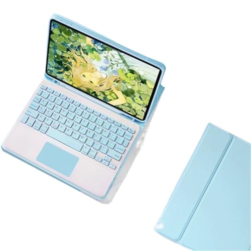 Étui avec clavier tactile iPad Pro 12.9 coque cuir PU bleu et porte-stylet