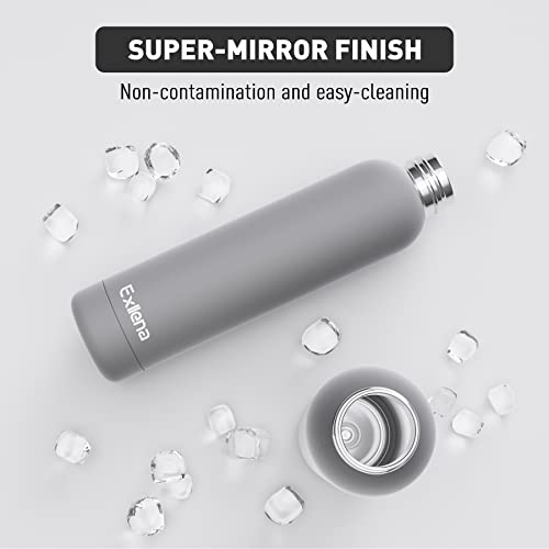 Exllena Insulated Water Bottles 750ml with Clip, Double Wall Vacuum Drinks Bottle Keeps Drinks Cold 24 Hrs/Hot 12 Hrs, Stainless Steel Water Bottle BPA Free(Grey) - Image 5