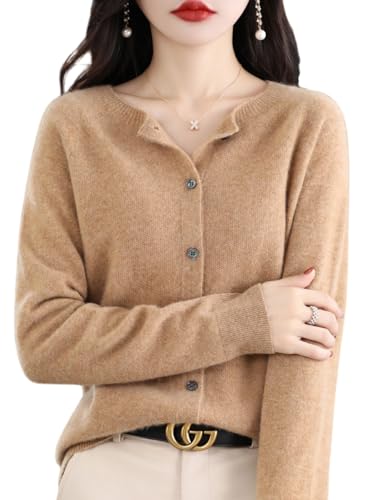 100% Merino Wool Sweaters Women's Fall Winter Warm Soft Knitted Crew Neck Cardigan Turtleneck Long Sleeves