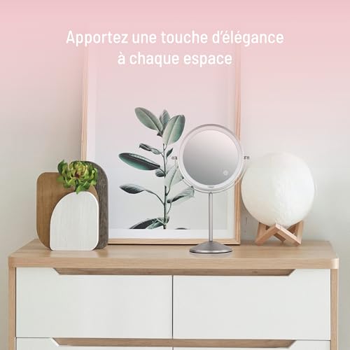 Miroir de maquillage rechargeable x10 doté d'un éclairage puissant - 7