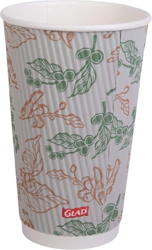 Glad Disposable Coffee Cups with Lids, Coffee Flower, 12 Oz, 50 Count, 2-Pk - image 6