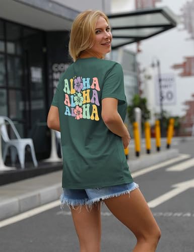 Hawaiian Shirt for Women Hawaii Family Vacation Graphic T-Shirt Summer Trip Vintage Tee Floral Tropical