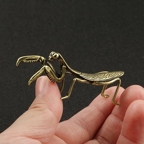 Juego 2 Figuras Mantís Oración Latón Dorado miniatura 2