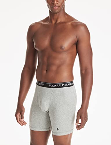 POLO RALPH LAUREN Men's Classic Fit Cotton Boxer Briefs, Trunks & Long Leg Available, 3-Pack, Andover Heather/Madison Heather/Black-3 Pack, Large4