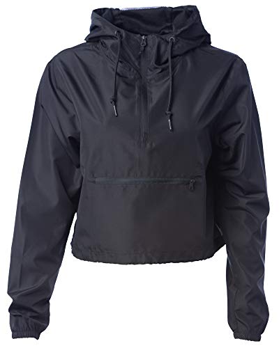 Global Blank Women’s Cropped Jacket Crop Top Windbreaker Lightweight Zip Hoodie