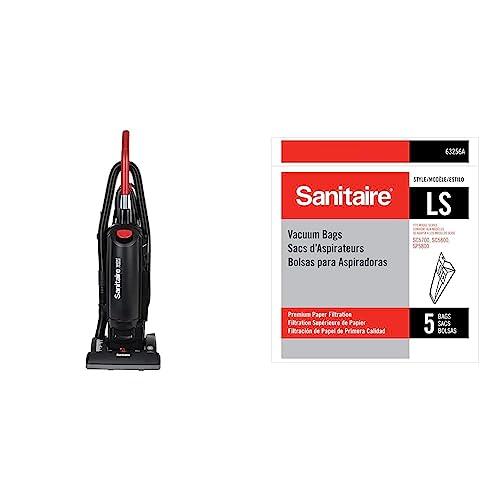 Image of Sanitaire Force Upright Commercial Vacuum (SC5713D) Bundle with 5 LS Premium Paper Bags and Accessories