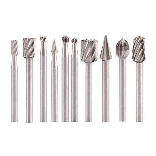 Rotary File Bit - Carbide Burrs Set, Metal Grinding Polishing Carving Tool, Head Die Grinder Bit, Drill Bits for Die Grinder Kits, Diamond Burrs Set Fits Rotary Tool-10 pcs