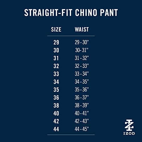 Izod Men's Straight Saltwater Stretch Flat Front Fit Chino Pant, Cadet Navy Strt, 34W X 32L #TOP5